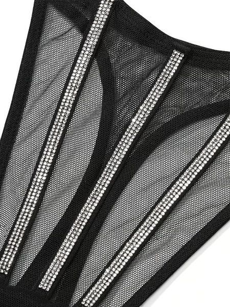 Трусики-стринги женские люксовые со стразами Victoria's Secret Sheer Shine Thong Panty черные ijo-omp-jg5 фото
