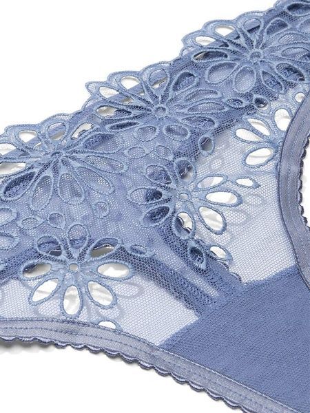 Трусики-стрінги жіночі мереживні Victoria's Secret Eyelet Mesh Thong Panty сині tt4-hm4-30v фото