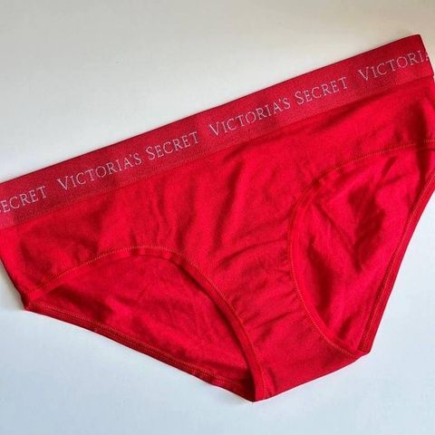 Трусики-хипстер женские Victoria's Secret Logo Cotton Lace-Waist Hiphugger Panty красные 3xx-74g-tru фото