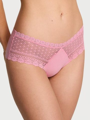 Трусики-чики женские бесшовные с кружевом Victoria's Secret No-Show Daisy Lace Cheeky Panty розовые 91j-fsj-1bx фото
