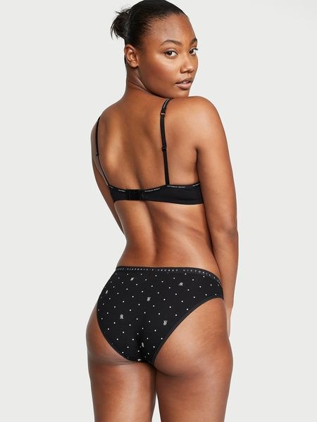 Трусики-бикини женские хлопковые Victoria's Secret Stretch Cotton Bikini Panty черные y5u-ih9-3dw фото