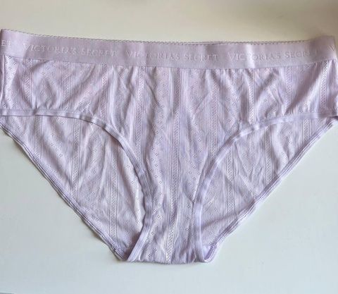 Трусики-хипстер женские Victoria's Secret Logo Cotton Lace-Waist Hiphugger Panty сиреневые y4c-dmm-2uk фото