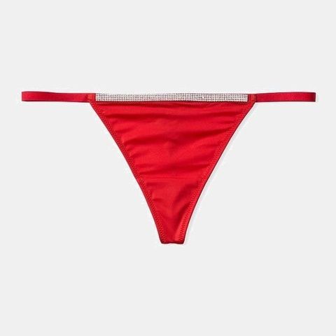 Стринги люксовые со стразами красные Victoria's Secret Thong Panty u8a-oz3-f1s фото