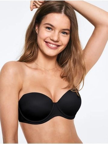 Бюстгальтер с пуш-ап PINK Victoria's Secret Wear Everywhere Strapless Push-Up Bra черный 687-i4h-han фото