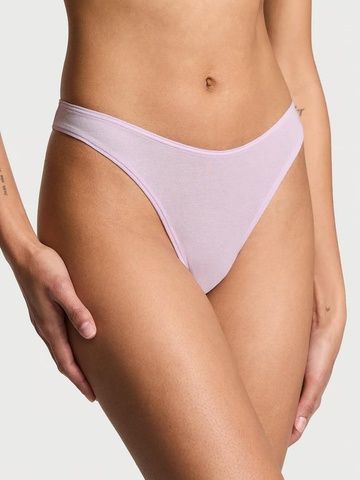 Трусики-стринги хлопковые Victoria's Secret Stretch Cotton High-Leg Scoop Thong Panty сиреневые 6c2-4im-i2r фото