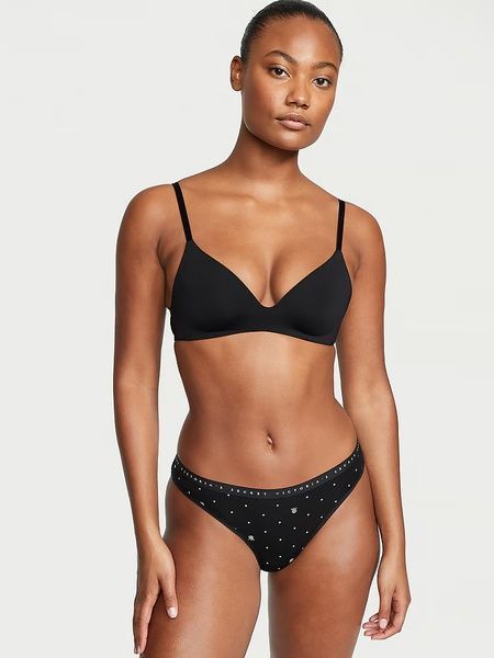 Трусики-бикини женские хлопковые Victoria's Secret Stretch Cotton Bikini Panty черные, Трусики-бикини y5u-ih9-3dw фото