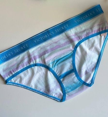 Трусики-хипстер женские Victoria's Secret Logo Cotton Lace-Waist Hiphugger Panty синие paw-0ky-t80 фото